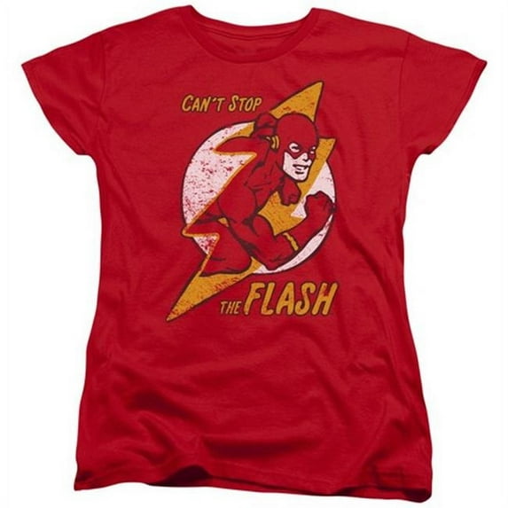 Trevco Dc-Flash Bolt - Short Sleeve Womens Tee - Red- Large