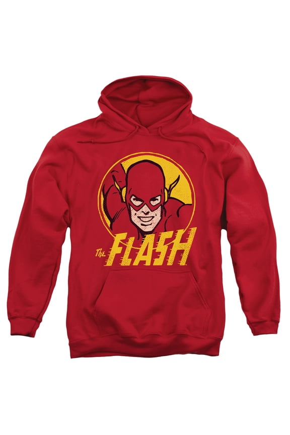 Dc-Flash Circle - Adult Pull-Over Hoodie - Red- Large