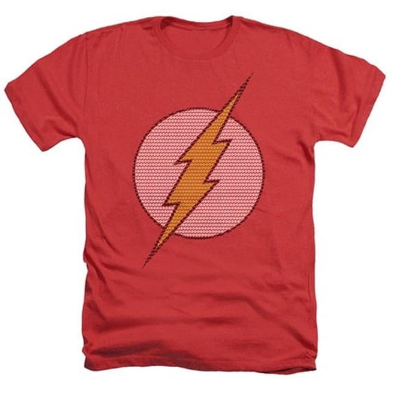 Trevco Dc-Flash Little Logos - Adult Heather Tee - Red- Medium