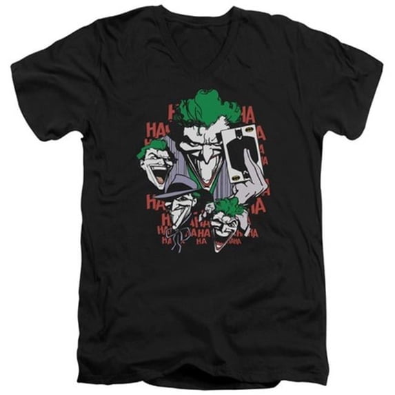 Trevco Dc-Four Of A Kind - Short Sleeve Adult 30-1 V-Neck Tee - Black- Small