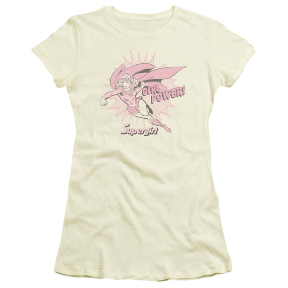 Trevco Dc-Girl Power - Short Sleeve Junior Sheer Tee - Cream- Extra Large