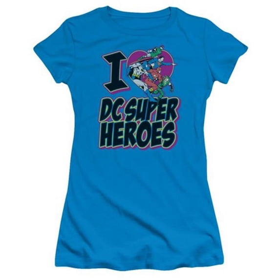 Trevco Dc-I Heart Dc - Short Sleeve Junior Sheer Tee - Turquoise- Medium