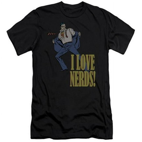 Trevco Dc-I Love Nerds - Short Sleeve Adult 30-1 Tee - Black- Large