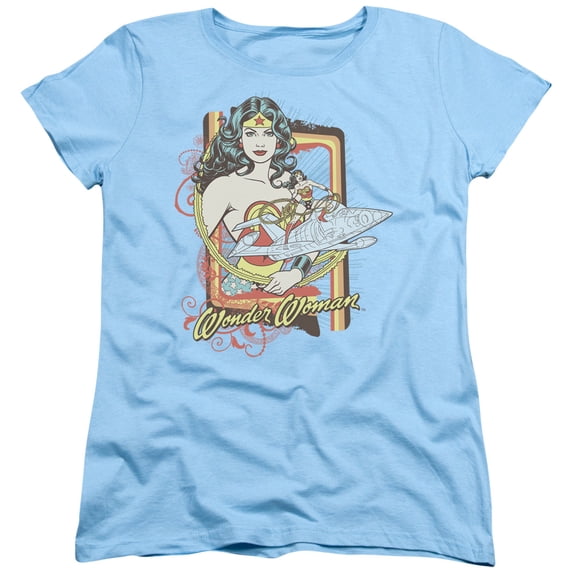 Trevco Dc-Invisible Jet - Short Sleeve Womens Tee - Light Blue- Medium