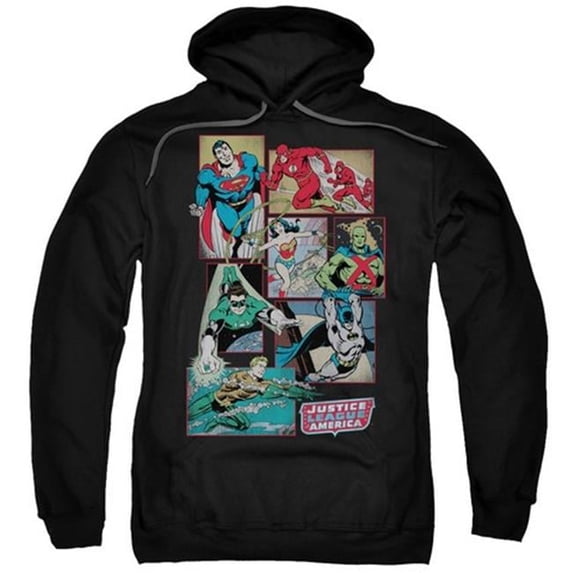 Trevco Dc-Justice League Boxes - Adult Pull-Over Hoodie - Black- 2X