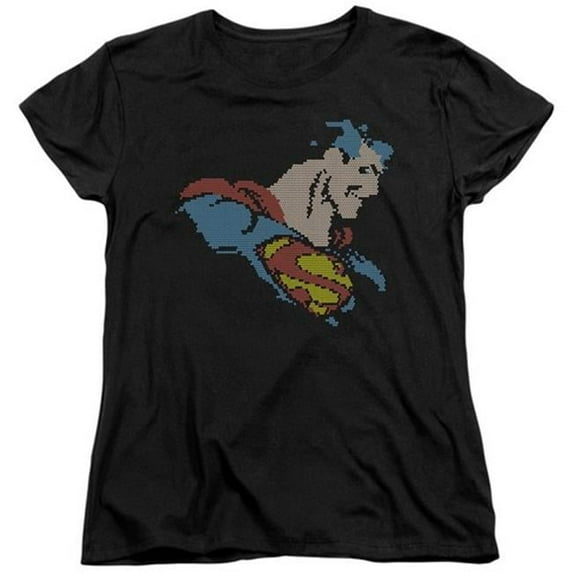 Trevco Dc-Lite Brite Superman - Short Sleeve Womens Tee - Black- 2X