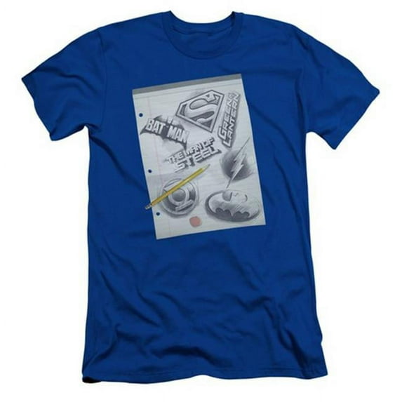Trevco Dc-Logo Note Paper - Short Sleeve Adult 30-1 Tee - Royal Blue- Medium
