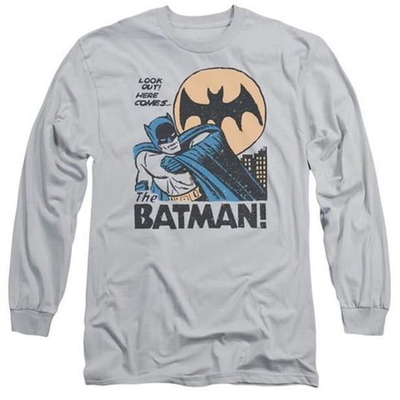 Trevco Dc-Look Out - Long Sleeve Adult 18-1 Tee - Silver- Extra Large