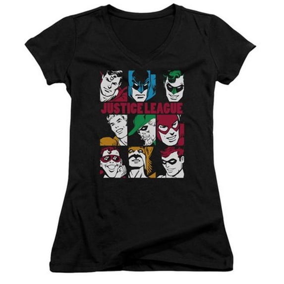 Trevco Dc-Nine Blocks Of Justice - Junior V-Neck Tee - Black, 2X