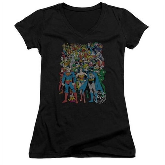Trevco Dc-Original Universe - Junior V-Neck Tee - Black, Medium