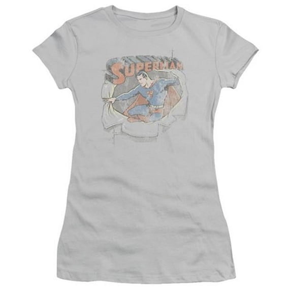 Trevco Dc-Ripping Steel - Short Sleeve Junior Sheer Tee - Silver- Medium