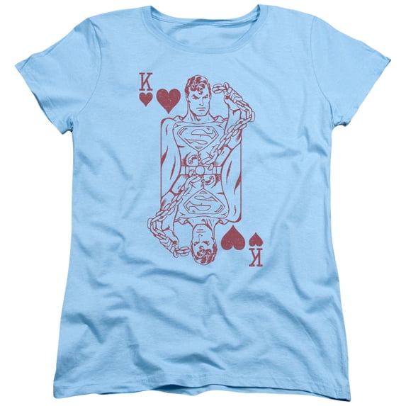 Trevco Dc-Super Card - Short Sleeve Womens Tee - Light Blue- Extra Large