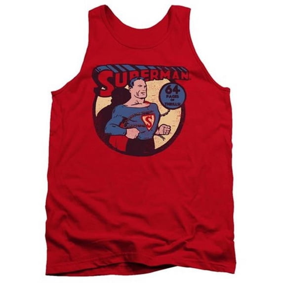 Trevco Dc-Superman 64 - Adult Tank Top - Red- Small