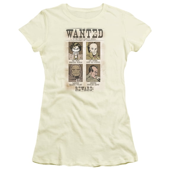 Trevco Dc-Wanted Poster - Short Sleeve Junior Sheer Tee - Cream- Large