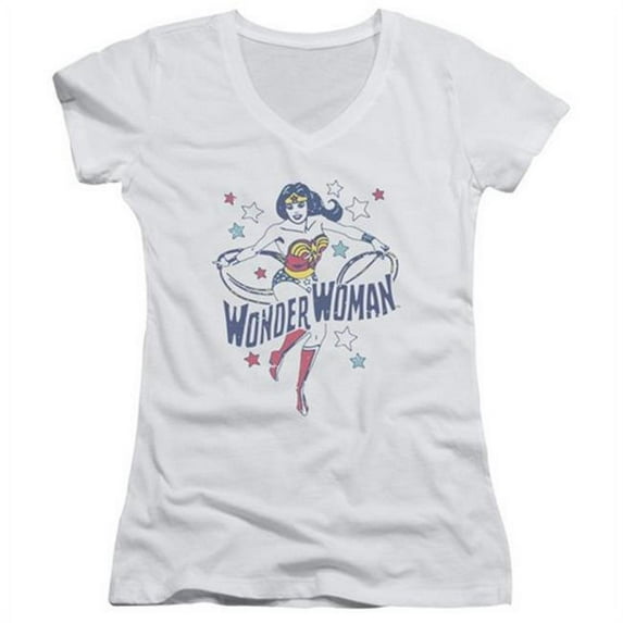 Trevco Dc-Wonder Stars - Junior Tee V-Neck - White- Medium