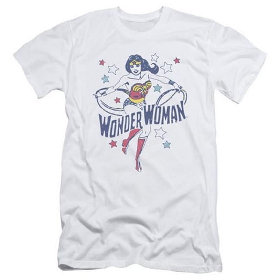 Trevco Dc-Wonder Stars - Short Sleeve Adult 30-1 Tee - White- Medium