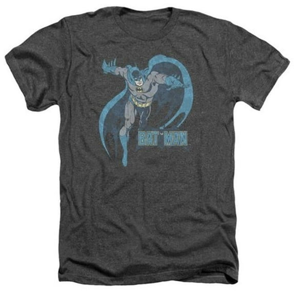 Trevco Dco-Desaturated Batman - Adult Heather Tee - Charcoal- Extra Large