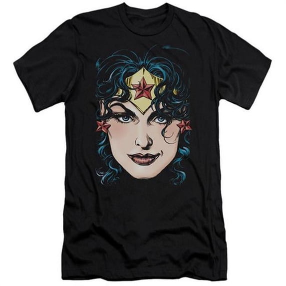 Trevco Dco Jla-Wonder Woman Head Short Sleeve Adult 30-1 Tee- Black - Large