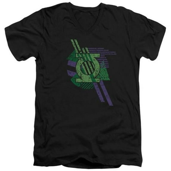 Trevco Dco-Lantern Shapes - Short Sleeve Adult 30-1 Tee V-Neck - Black- Small