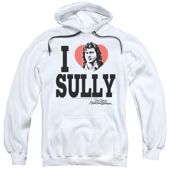 Trevco Dr.Quinn-I Heart Sully - Adult Pull-Over Hoodie - White- 2X