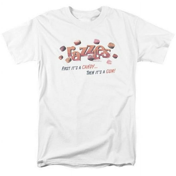 Trevco Dubble Bubble-A Gum And A Candy - Short Sleeve Adult 18-1 Tee - White & Medium