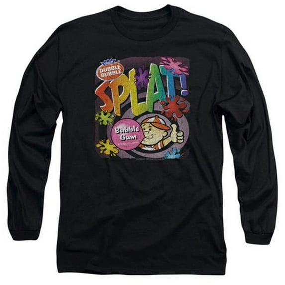 Trevco Dubble Bubble-Splat Gum - Long Sleeve Adult 18-1 Tee - Black, Extra Large