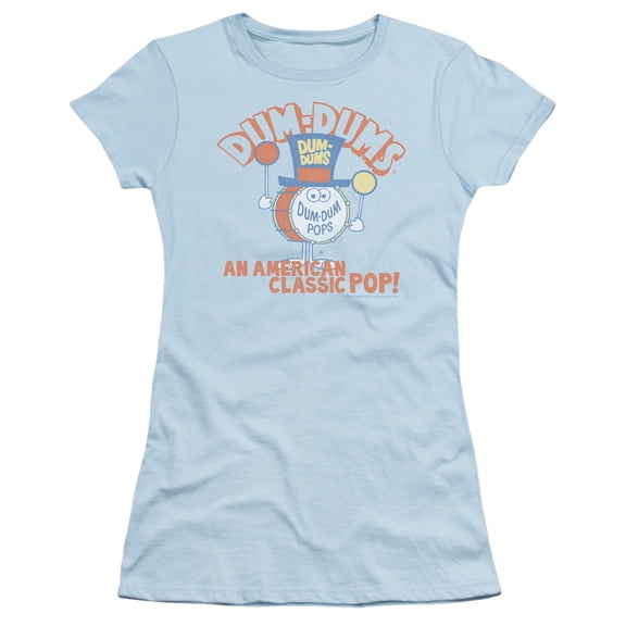 Trevco  Dum Dums & Classic Pop Juniors Sheer Cap Short Sleeve T-Shirt, Light Blue - Small