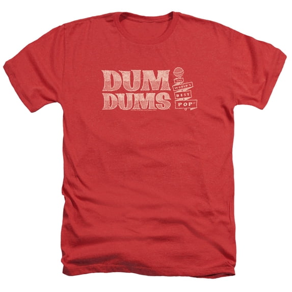 Trevco Dum Dums & Worlds Best Adult Regular Fit Heather Short Sleeve T-Shirt, Red - Small
