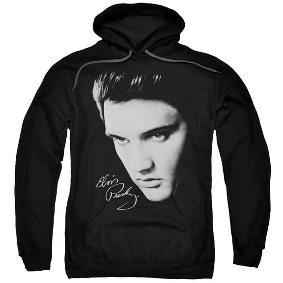 Trevco ELV103-AFTH-4 Elvis Presley & Face Adult Pull-Over Hoodie, Black - Extra Large