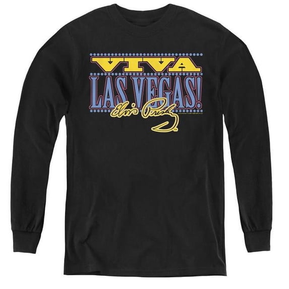 Trevco ELV133-YL-1 Elvis Presley & Viva Las Vegas Youth Long Sleeve T-Shirt, Black - Small