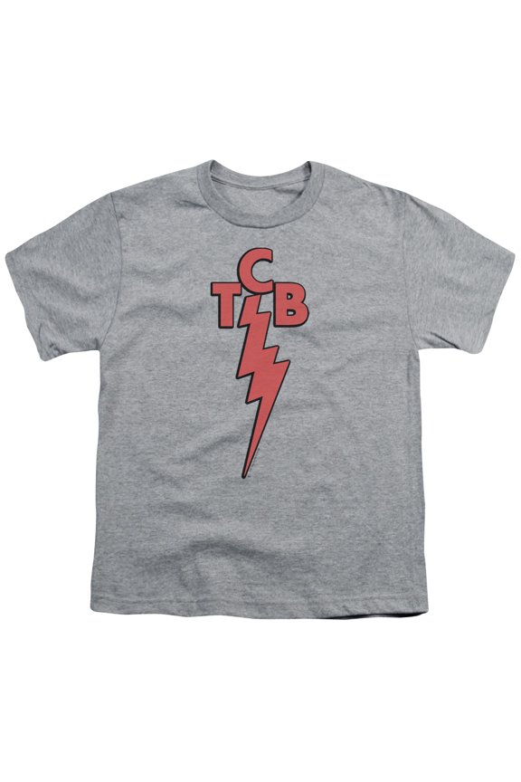 ELV165-YT-3 Elvis Presley & TCB Youth 18-1 Short Sleeve T-Shirt, Athletic Heather - Large