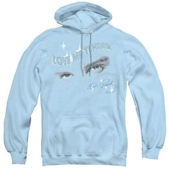 Trevco ELV239-AFTH-3 Elvis Presley & Tender Eyes Adult Pullover Hoodie, Light Blue - Large