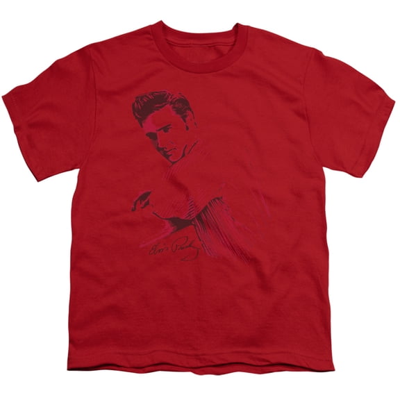 Trevco ELV382-YT-2 Elvis Presley & on the Range Youth 18-1 Short Sleeve T-Shirt, Red - Medium
