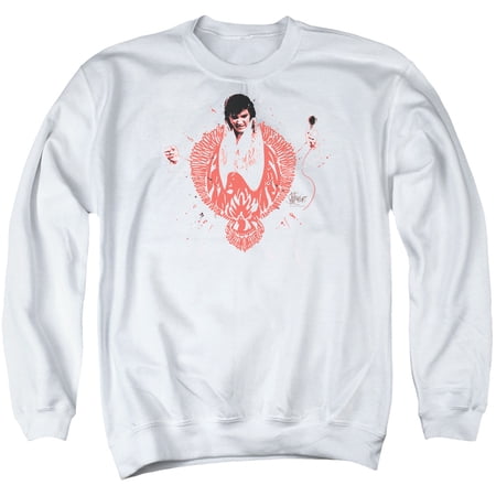 Trevco ELV565-AS-1 Elvis Presley & Red Pheonix Adult Crewneck Sweatshirt, White - Small