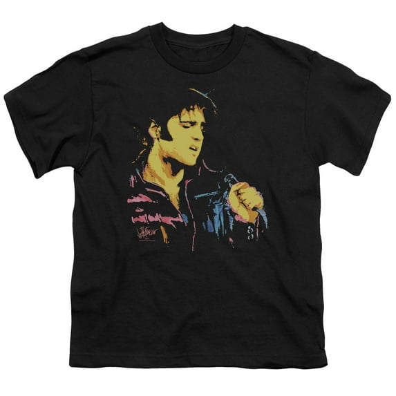 Trevco ELV573-YT-1 Elvis Presley & Neon Elvis Youth 18-1 Short Sleeve T-Shirt, Black - Small