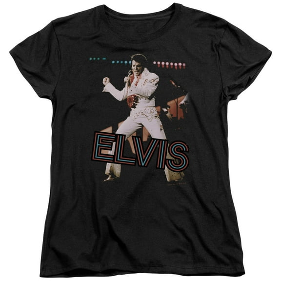 Trevco ELV612-WT-4 Elvis Presley & Hit the Lights Womens Short Sleeve T-Shirt, Black - Extra Large