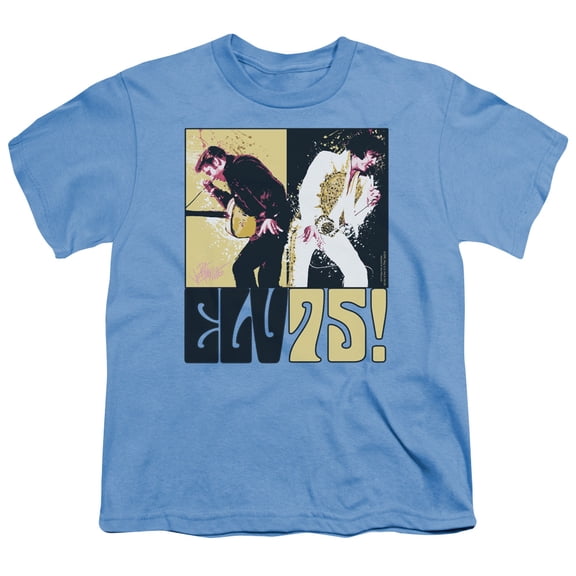 Trevco ELV655-YT-3 Elvis Presley & Still the King Youth 18-1 Short Sleeve T-Shirt, Carolina Blue - Large