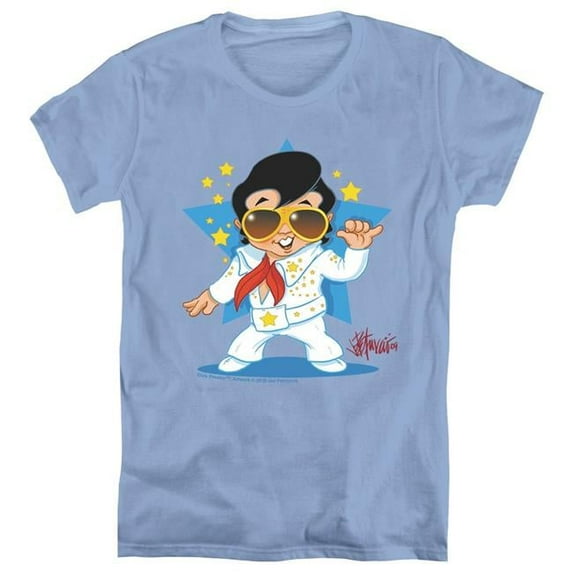 Trevco ELV678-WT-4 Womens Elvis Presley & Jumpsuit Short Sleeve T-Shirt, Carolina Blue - Extra Large