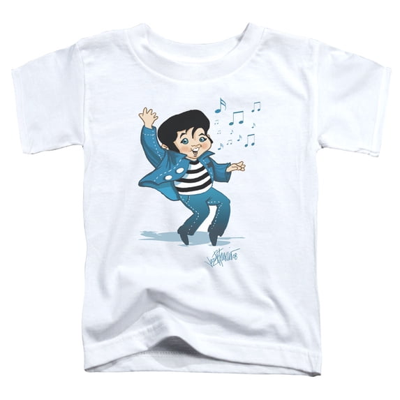 Trevco ELV680-TT-1 Elvis Presley & Lil Jailbird Toddler Short Sleeve T-Shirt, White - Small - 2 Toddler