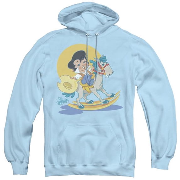 Trevco ELV685-AFTH-1 Elvis Presley & Yip E Adult Pullover Hoodie, Light Blue - Small