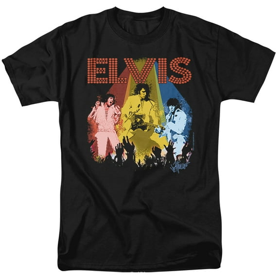 Trevco ELV688-AT-4 Elvis Presley & Vegas Remembered Adult 18-1 Regular Fit Short Sleeve T-Shirt, Black - Extra Large