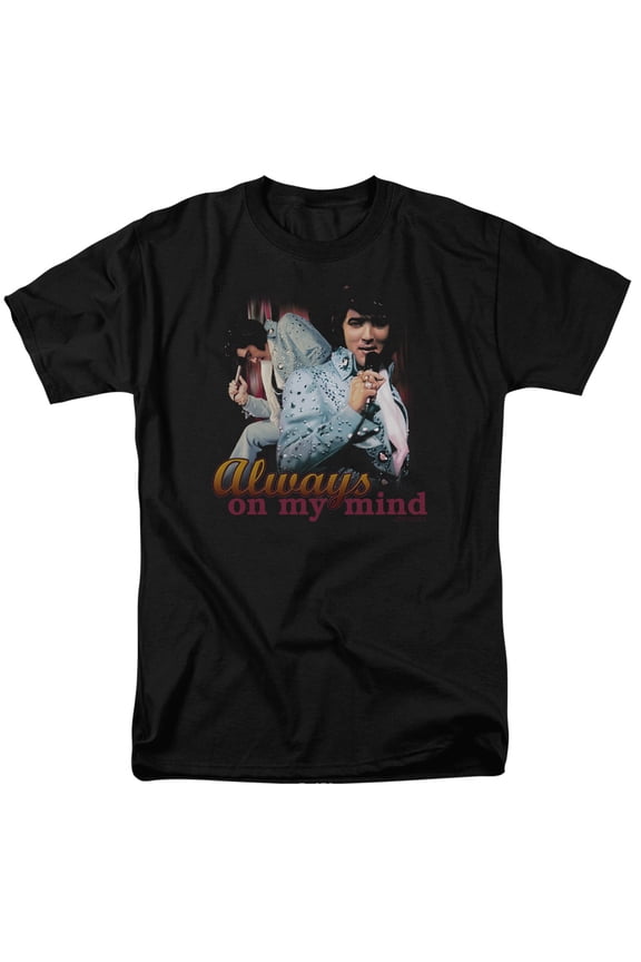 ELV698-AT-5 Elvis Presley & Always on My Mind Adult 18-1 Regular Fit Short Sleeve T-Shirt, Black - 2X