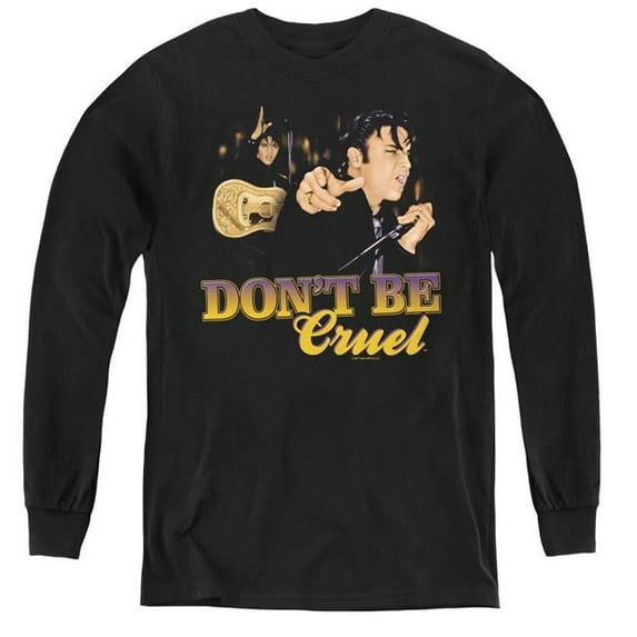 Trevco ELV700-YL-4 Elvis Presley & Dont Be Cruel Youth Long Sleeve T-Shirt, Black - Extra Large