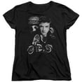 thumbnail image 1 of Trevco ELV741-WT-2 Elvis Presley & The King Rides Again-Short Sleeve T-Shirt for Womens, Black - Medium, 1 of 2