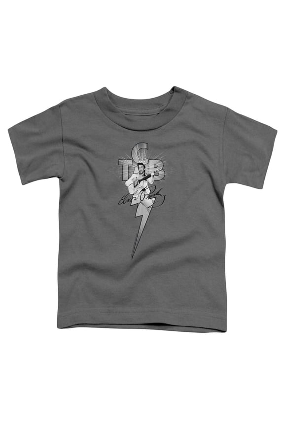 ELV766-TT-3 Elvis Presley & TCB Ornate Short Sleeve Toddler T-Shirt, Charcoal - Large 4T
