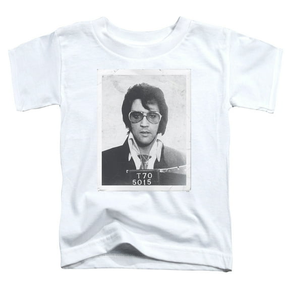 Trevco ELV778-TT-2 Elvis Presley & Framed Short Sleeve Toddler T-Shirt, White - Medium - 3T