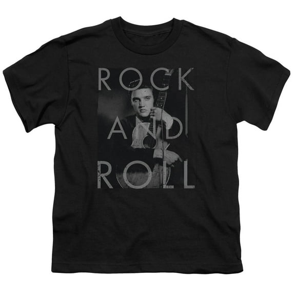 Trevco ELV839-YT-4 Elvis Presley & Rock & Roll Short Sleeve Youth 18-1 T-Shirt, Black - Extra Large