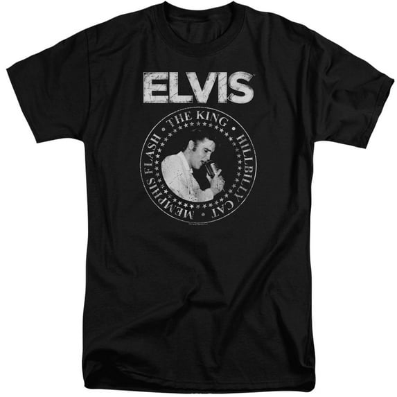 Trevco ELV868-ATT-4 Elvis Presley Rock King Short Sleeve Adult Tall 18-1 Mens T-Shirt, Black - Extra Large