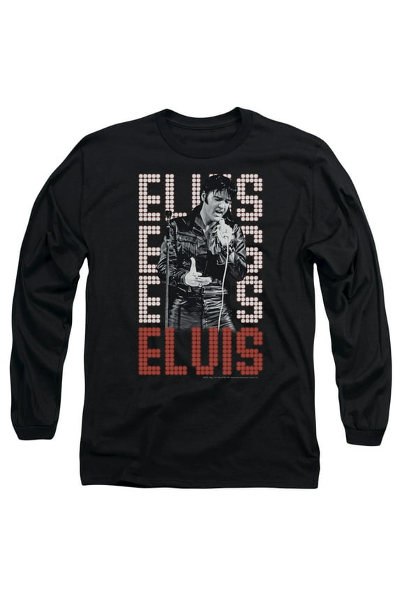 ELV769-AL-1 Elvis Presley & 1968-Long Sleeve Adult 18-1 T-Shirt, Black - Small