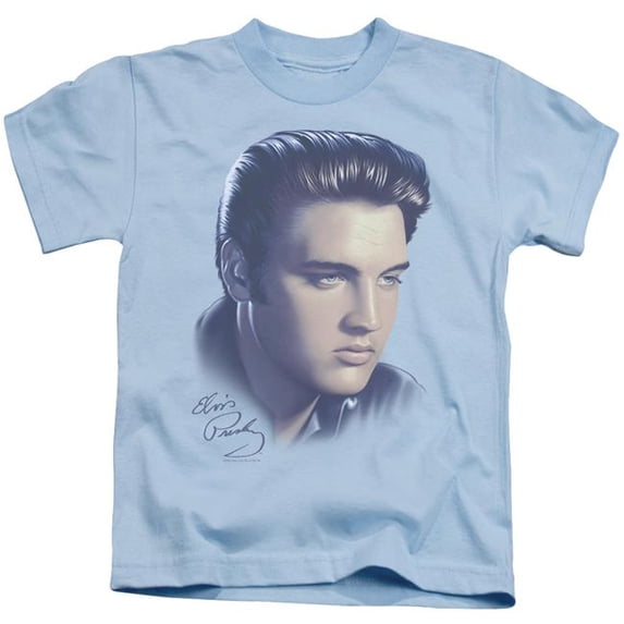 Trevco ELV283-KT-2 Elvis Presley & Big Portrait Juvenile 18-1 Short Sleeve T-Shirt, Light Blue - Medium - 5-6